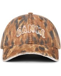 Ganni - Animal Print Hat With Cotton Visor - Lyst