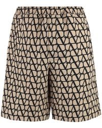 Valentino - Bermuda Shorts With All-over Logo - Lyst