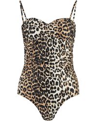 Ganni - Leopard Print One-piece Swimsuit - Lyst
