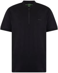 BOSS - T-Shirt With Zip Collar - Lyst