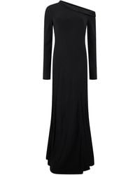 Alberta Ferretti - Long Dress With Asymmetrical Neckline - Lyst