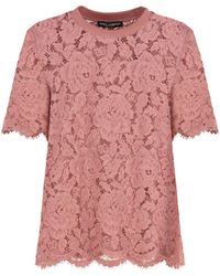 Dolce & Gabbana - Dolce & Gabbana Lace Crew-Neck T-Shirt - Lyst