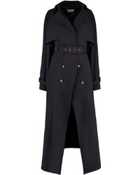 Alexander McQueen - Trench coat in lana e cotone - Lyst