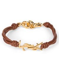 Saint Laurent - Leather Bracelet With Logo - Lyst