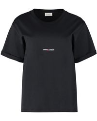 Saint Laurent - Cotton Logo T-Shirt - Lyst