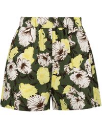 MSGM - Floral Cotton Shorts - Lyst