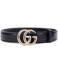 Gucci - Cintura sottile in pelle nera - Lyst