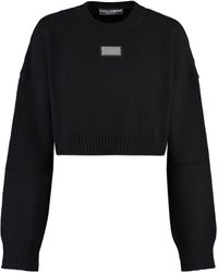 Dolce & Gabbana - Wool-Cashmere Cropped Sweater - Lyst