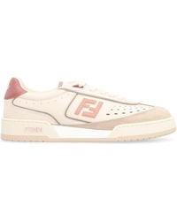 Fendi - Match Leather Low-Top Sneakers - Lyst