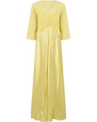 Alberta Ferretti - Long Satin Dress With Cloak - Lyst