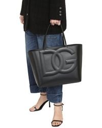 Dolce & Gabbana - Dg Logo Leather Tote Bag - Lyst