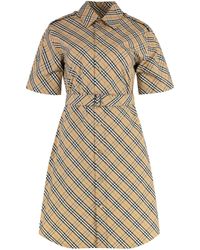 Burberry - Checked Cotton Shirtdress With Coordinated Waist Belt - Lyst
