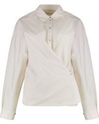 Lemaire - Light Cream Straight Collar Twisted Cotton Shirt - Lyst