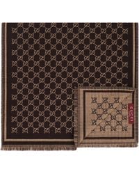 Gucci - Wool Scarf Gg Jacquard - Lyst