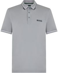BOSS - Polo in piqué di cotone elasticizzato - Lyst