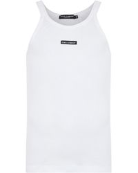 Dolce & Gabbana - Ribbed Tank Top With Logo - Lyst