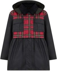 Barbour - Rain Jacket With Peplum And Tartan Details - Lyst