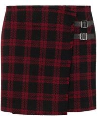 Pinko - Short Tartan Mini Skirt With Front Buckles - Lyst