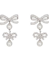 Self-Portrait - Orecchini Double Bow Pearl - Lyst