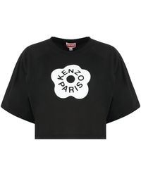 KENZO - Cotton Crop Top With Logo - Lyst