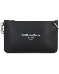 Dolce & Gabbana - Premium Leather Flat Pouch Handbag - Lyst