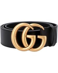 Gucci - Belt Gold Double G Buckle Leather 397660 4cm (GGB1001) - Lyst