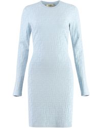 Fendi - Mini-abito in maglia jacquard - Lyst