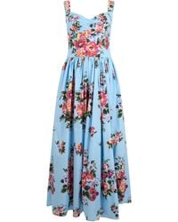 Dolce & Gabbana - Midi Dress With Floral Print - Lyst