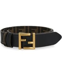Fendi - Leather And Ff Fabric Reversible Belt - Lyst