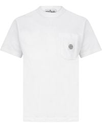 Stone Island - T-Shirt With Logo And Pocket - Lyst