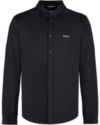 BOSS - Camicia in cotone con collo button-down - Lyst