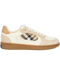 Burberry - Sneakers With Tartan Details Calfskin Trainers - Lyst