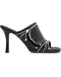 Burberry - Peep Leather Sandals - Lyst