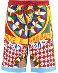 Dolce & Gabbana - Printed Cotton Shorts - Lyst