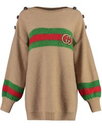 Gucci - Striped Boat-neck Relaxed-fit Wool-blend Jumper - Lyst