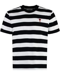 Ami Paris - Striped Cotton T-shirt - Lyst