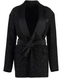 Max Mara - Elegant Sequin Blazer With Satin Lapel - Lyst