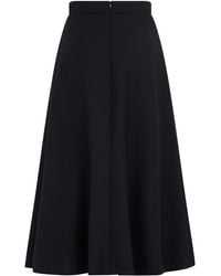 Moncler - Midi Flared Wool Skirt - Lyst