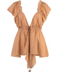 Chloé - Top Con Arricciature E Scollo A V - Lyst