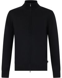 BOSS - Wool Cardigan With Zipper, High Collar - Lyst