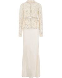 Self-Portrait - Long Dress With Sequins And Decorative Jewelry - Lyst
