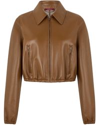 Gucci - Leather Jacket With Logo - Lyst