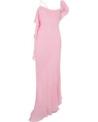 Self-Portrait - Midi Dress With Asymmetric Neckline - Lyst