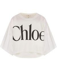 Chloé - Cropped Boxy Logo T-Shirt - Lyst