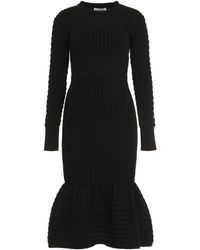 McQueen - Ribbed Knit Midi Dress - Lyst