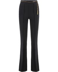 Elisabetta Franchi - Pantaloni in crêpe leggero con catena gioiello - Lyst