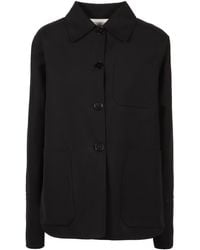 Jil Sander - Button-Up Curved Hem Shirt Jacket - Lyst