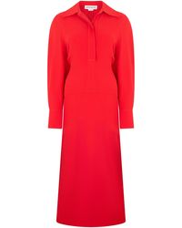 Victoria Beckham - Floor-Length Midi Dress With Long Sleeves - Lyst
