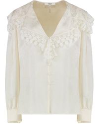 Chloé - Blouse With A Maxi Collar - Lyst