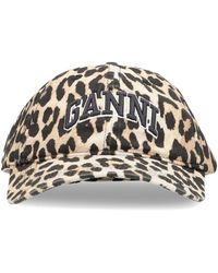 Ganni - Leopard Print Cap - Lyst